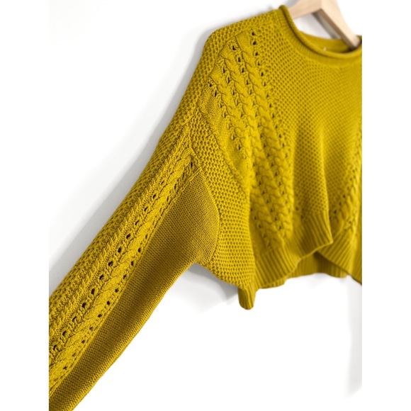 BDG Urban Outfitters Oversized Chunky Knit Cropped Sweater, Chartreuse Green -XS - Picture 5 of 10